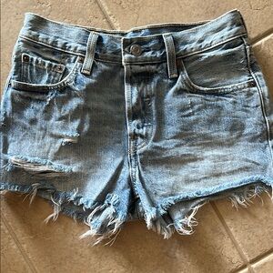 Levi's Blue Distressed Jean Shorts